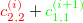 ${\color{red}c_{2,2}^{(i)}}+{\color{green}c_{1,1}^{(i+1)}}$