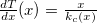 $\frac{dT}{dx}(x)=\frac{x}{k_ c(x)}$
