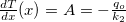 $\frac{dT}{dx}(x)=A=-\frac{q_ o}{k_2}$