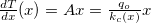 $\frac{dT}{dx}(x)=Ax=\frac{q_ o}{k_ c(x)}x$