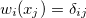 $w_ i(x_ j)=\delta _{ij}$