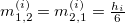 $m^{(i)}_{1,2}=m^{(i)}_{2,1}= \frac{h_ i}{6}$