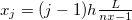 $x_ j=(j-1)h\frac{L}{nx-1}$