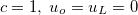 $c=1, \;  u_ o=u_ L=0$