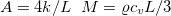 $A=4k/L\; \; M=\varrho c_ vL/3$