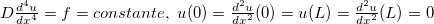 $D\frac{d^4u}{dx^4}=f=constante,\; u(0)=\frac{d^2u}{dx^2}(0)=u(L)=\frac{d^2u}{dx^2}(L)=0$