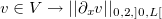 $v\in V\rightarrow \vert \vert \partial _ x v\vert \vert _{0,2,]0,L[}$