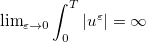 $\lim _{\varepsilon \rightarrow 0}\displaystyle \int _0^ T\vert u^\varepsilon \vert =\infty $